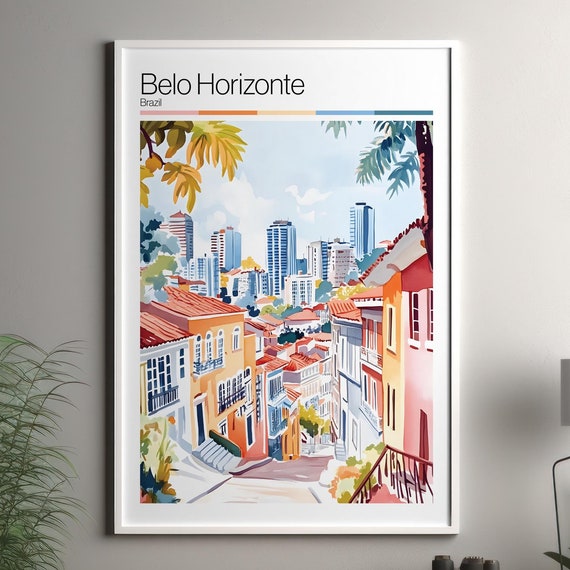 Belo Horizonte Soft Colors Travel Poster Print Colourful Wall Art Brazil City Decor For