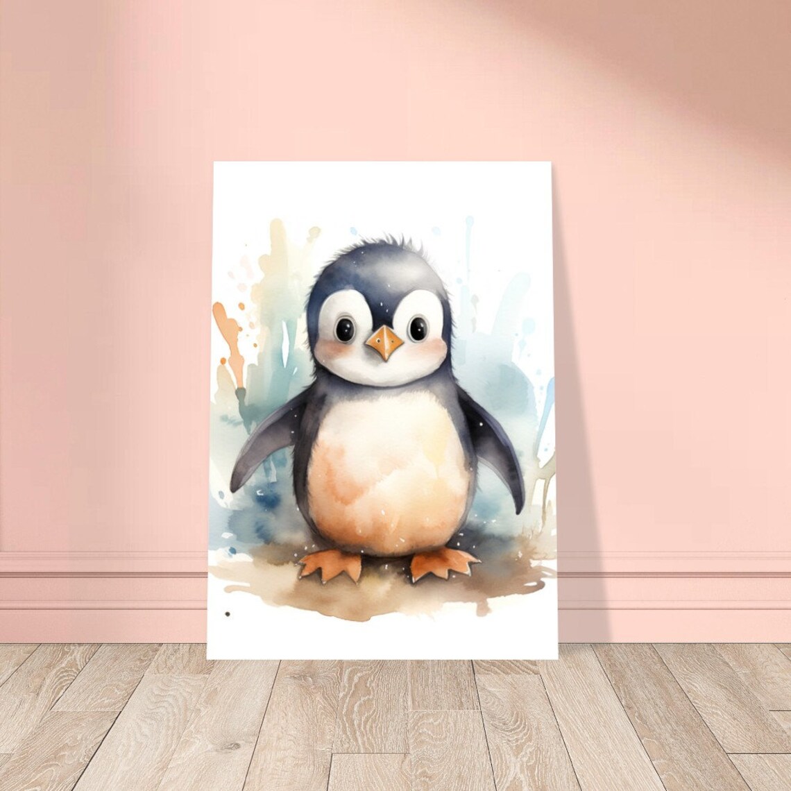 Cute Penguin Watercolour Painting Print Poster Picture Wall Art Dcor Gift - Image 2