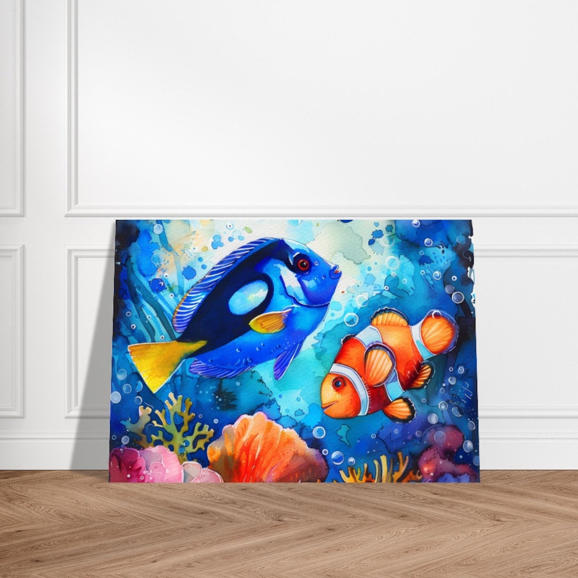 Blue Tang And Clown Fish Watercolour Print - Image 2