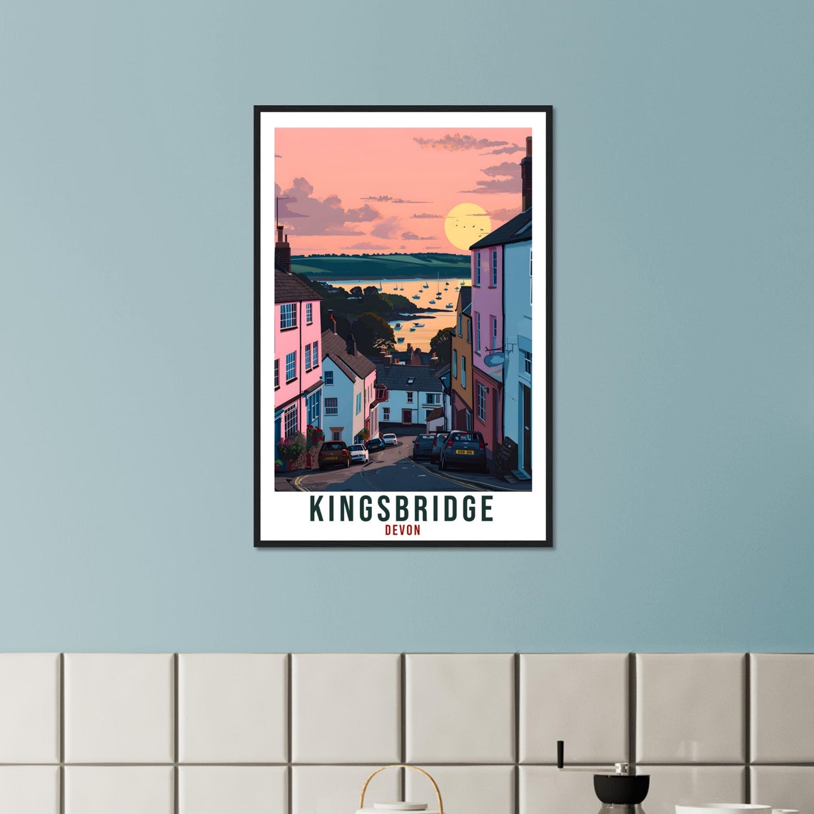 Kingsbridge Devon Harbour Street Sunset Coastal Town Art Poster - Image 4