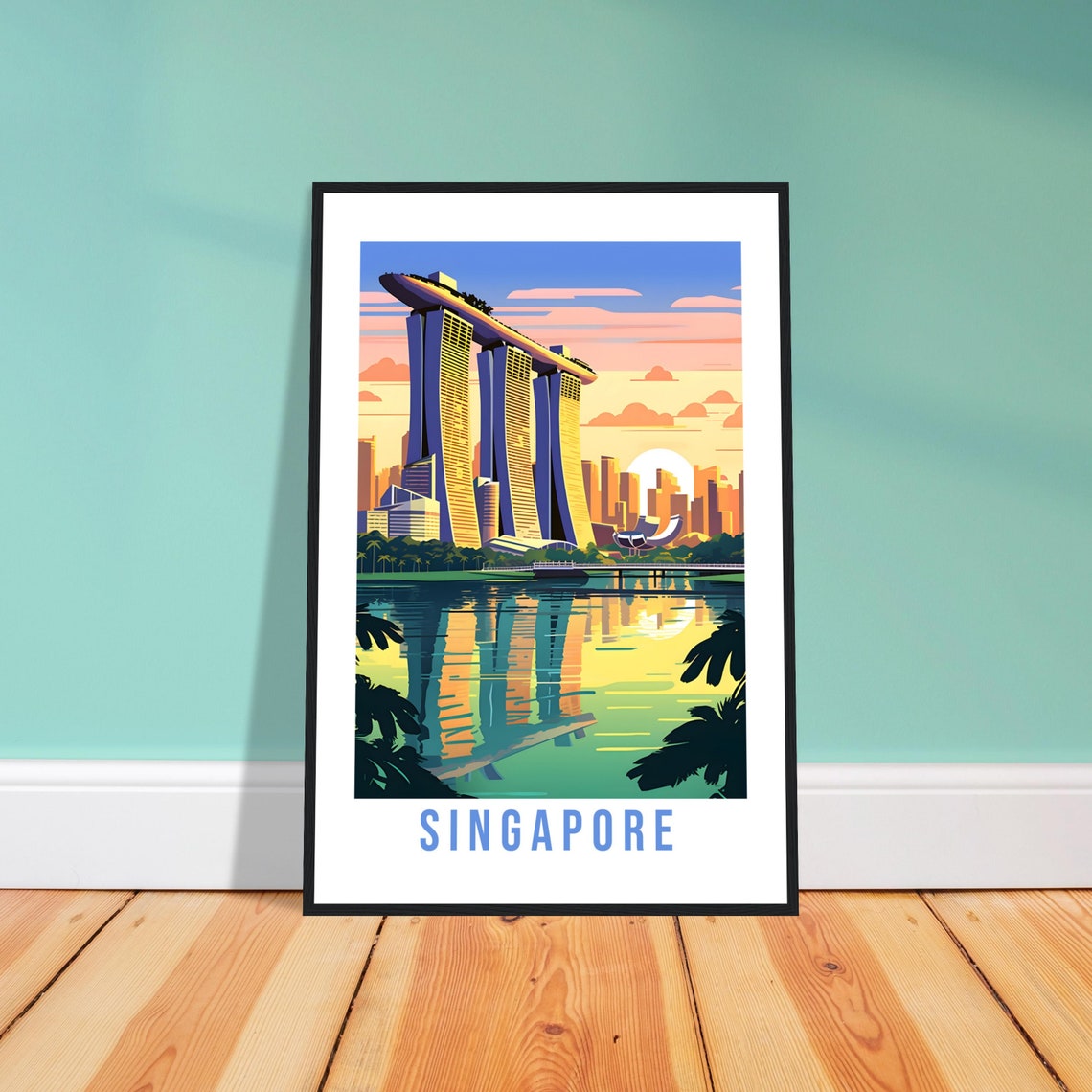 Singapore Marina Bay Sands Iconic Sunset Waterfront Scene Poster - Image 4