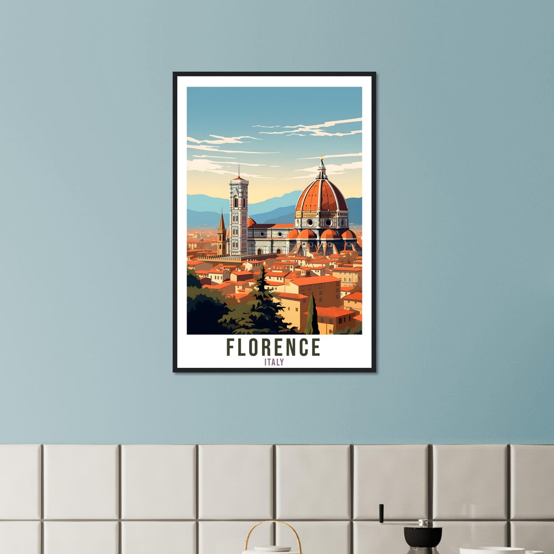 Florence Italy Duomo Cathedral Rooftops Tuscan Cityscape Poster - Image 2