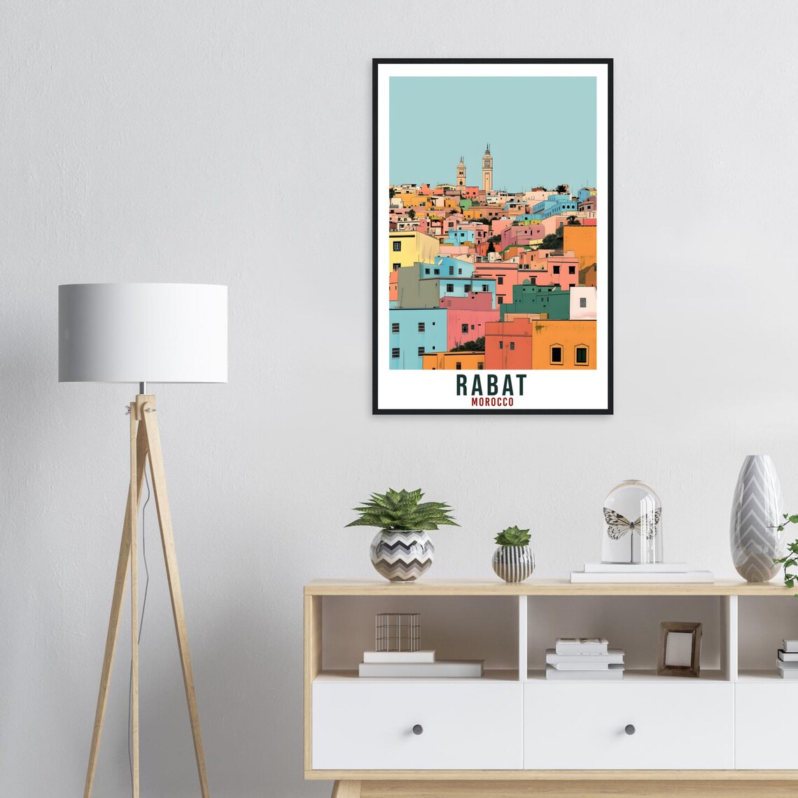 Rabat Morocco Colorful City Houses Twin Towers Old Town Travel Poster - Image 2