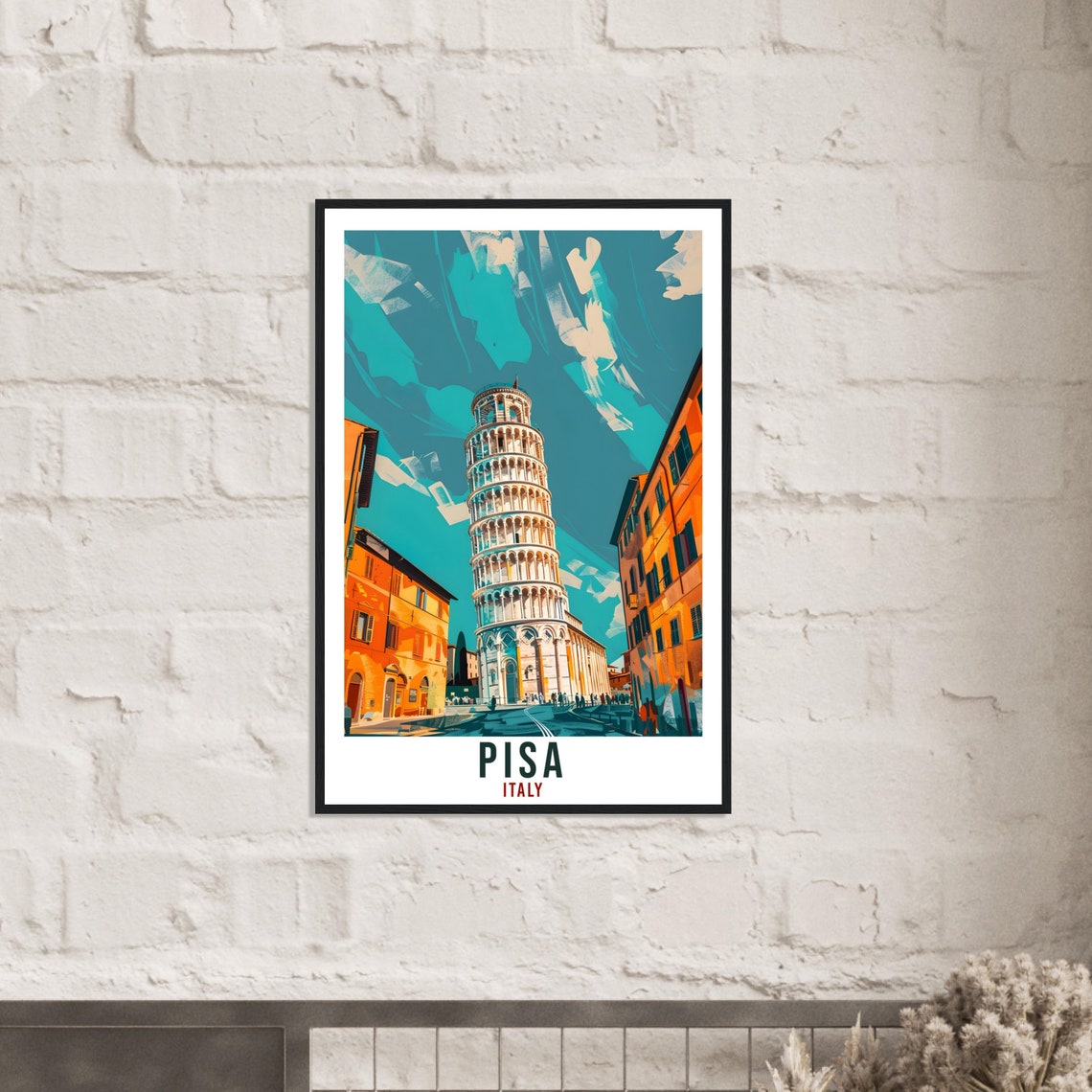 Pisa Italy Famous Leaning Tower Under a Teal Sky Travel Poster - Image 3