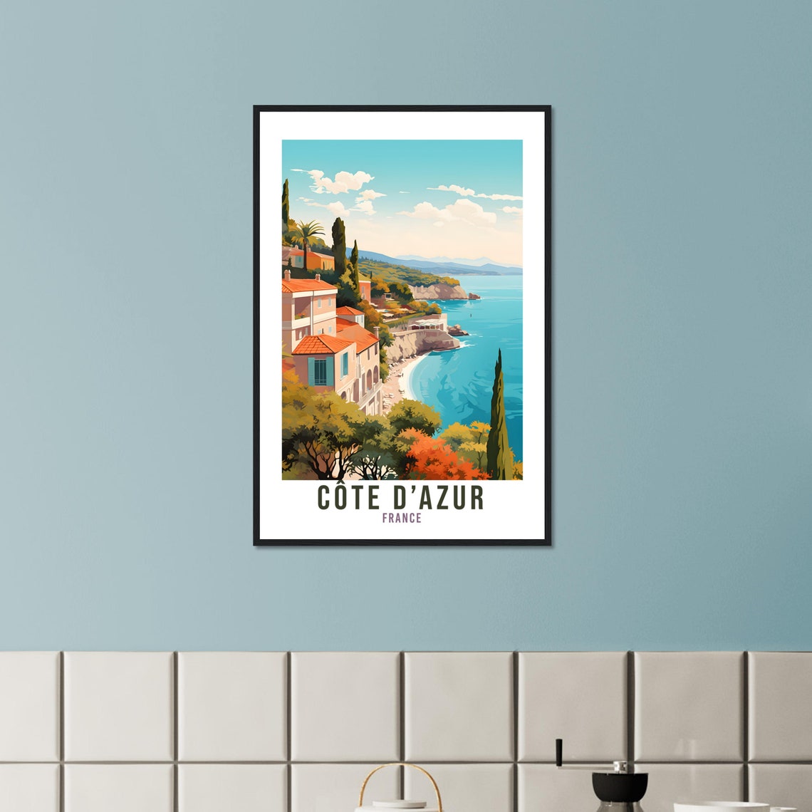 Cte Dazur Travel Print France Wall Art Cte Dazur Wall Hanging Home Dcor France Gift Art Lovers French Art Lover Gift Cte Dazur Print - Image 3