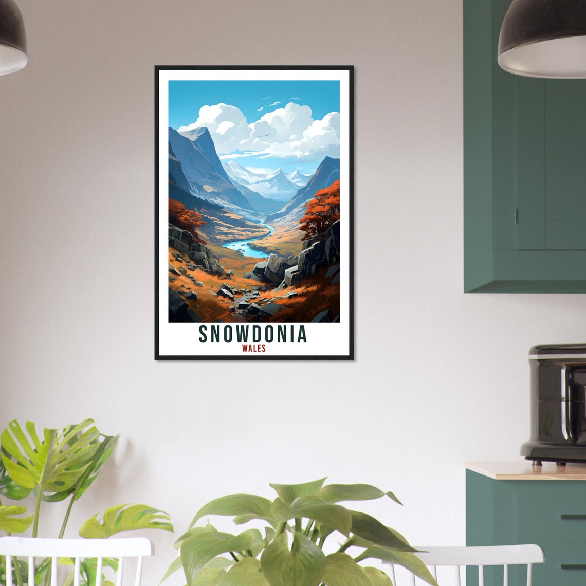 Snowdonia Wales Mountain Valley River Autumn Landscape Poster - Image 2