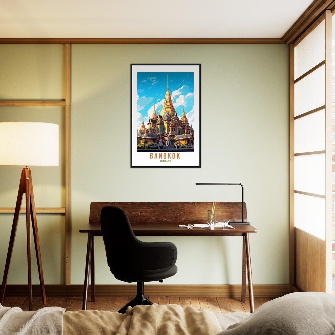 Bangkok Travel Print Wall Art Bangkok Wall Hanging Home Decor Bangkok Gift Art Lovers Wall Art Thailand Travel Print Gift Thai Travel Art - Image 4