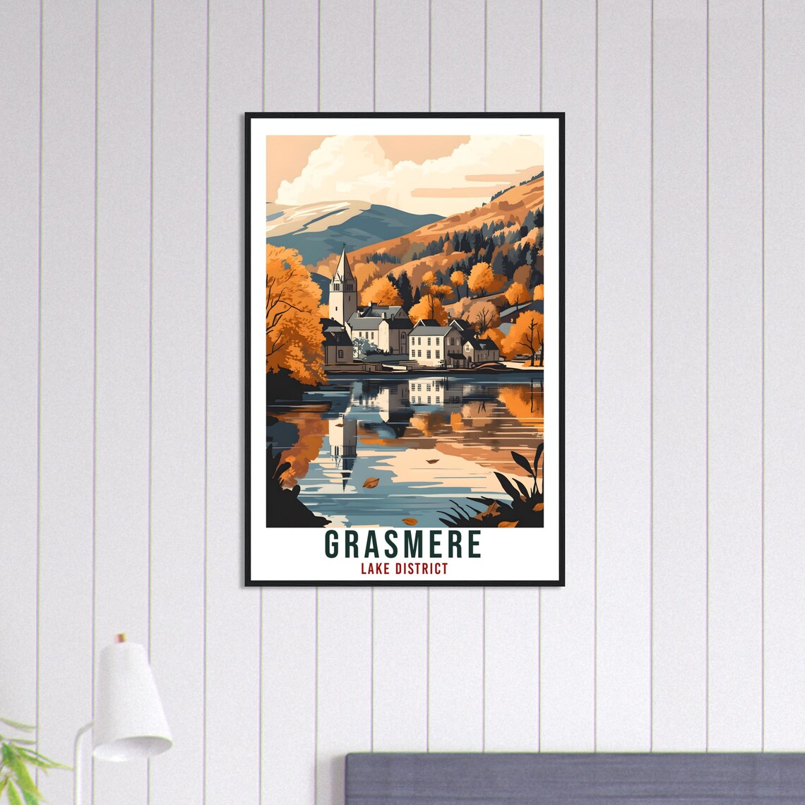Grasmere Lake District Autumn Village Lakeside Vintage Travel Poster - Image 3