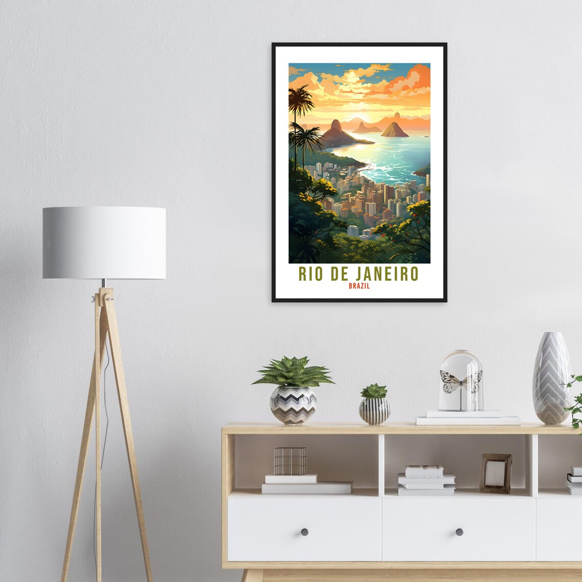 Rio De Janeiro Brazil Tropical Sunset Bay Vintage Travel Poster - Image 3
