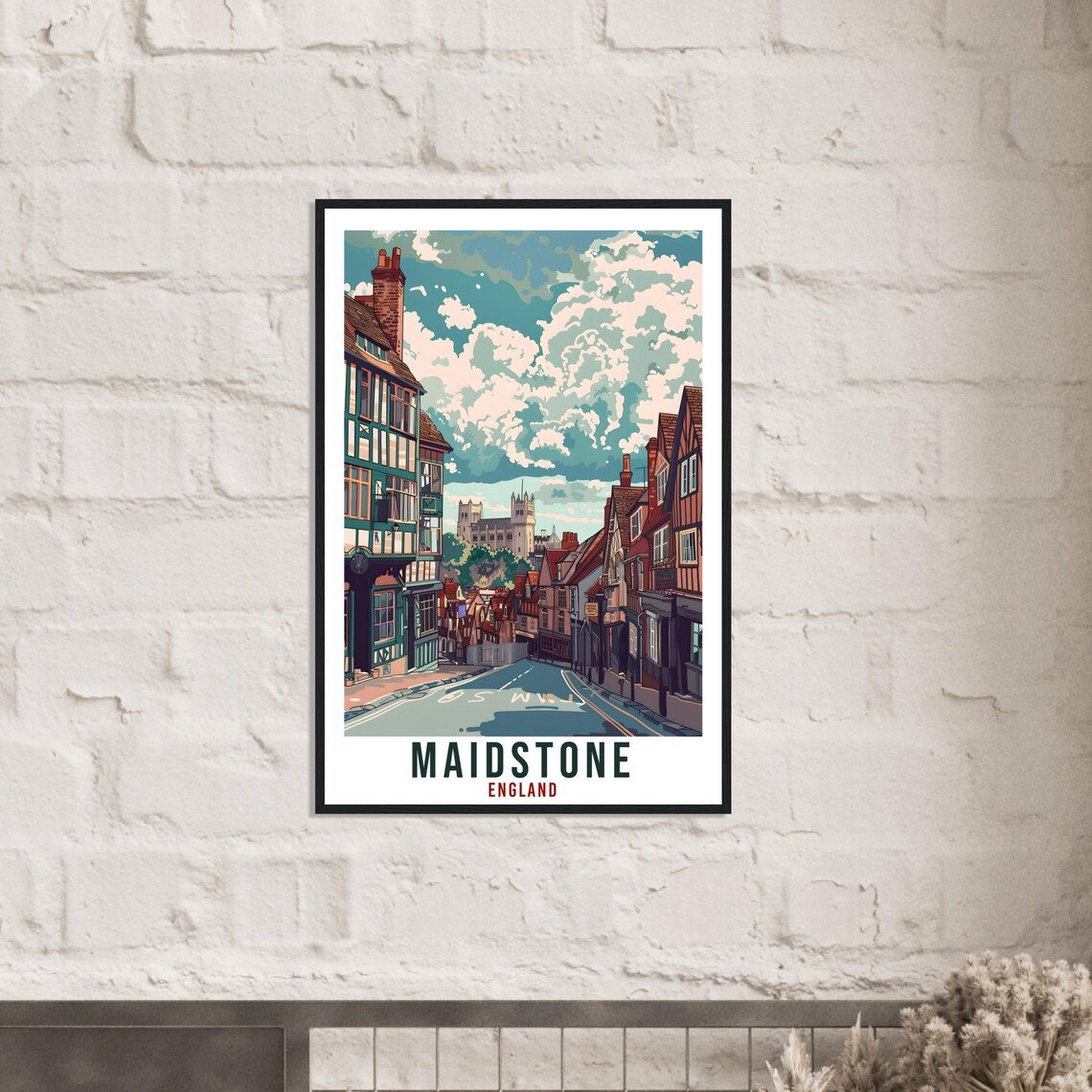 Maidstone England Historic Timber Street Vintage Travel Poster - Image 3