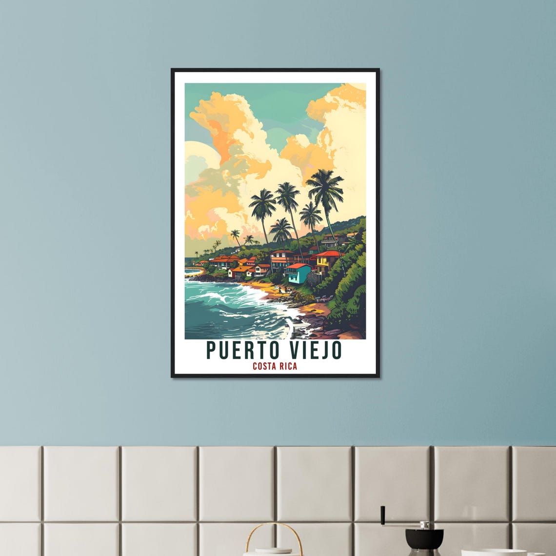 Puerto Viejo Costa Rica Coast Town Palm Vintage Travel Poster - Image 2