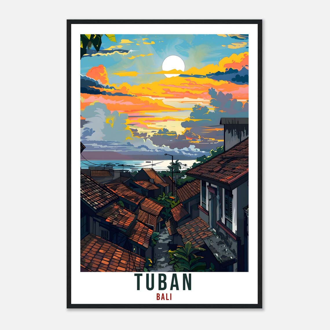 Tuban Bali Golden Sunset Rooftops Overlooking The Sea Poster - Image 4