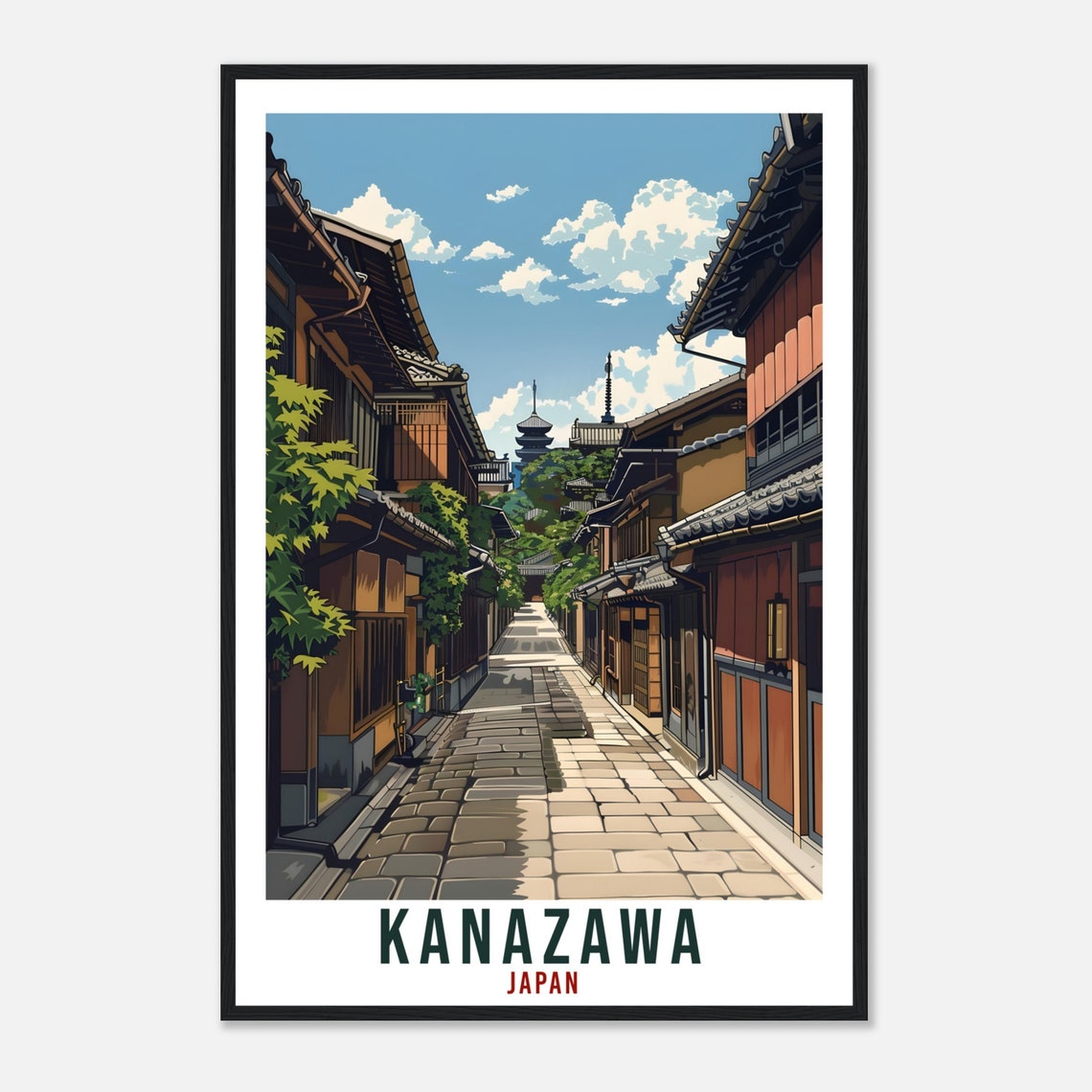 Kanazawa Travel Print Japan Home Decoration Wall Art Gift Wall Hanging Art Lover Japanese Artwork Japan Kanazawa Travel Poster City Print - Image 4