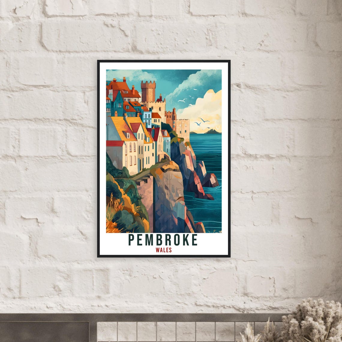 Pembroke Travel Print Wales Home Decor Pembroke Wall Art Wall Hanging Art Lover Wales Artwork Travel Poster Pembroke Travel Art Gift - Image 2
