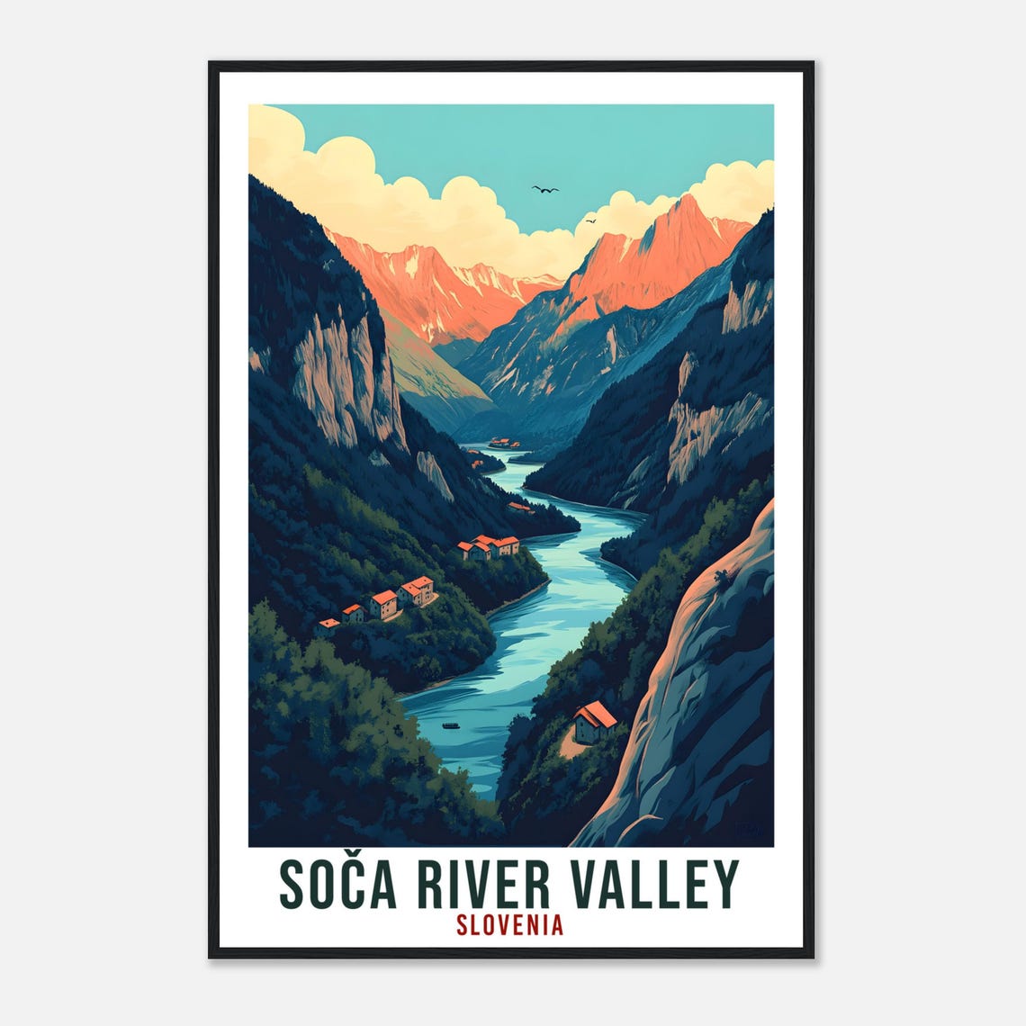 Soca River Valley Slovenia Emerald Gorge Mountain Travel Poster - Image 4