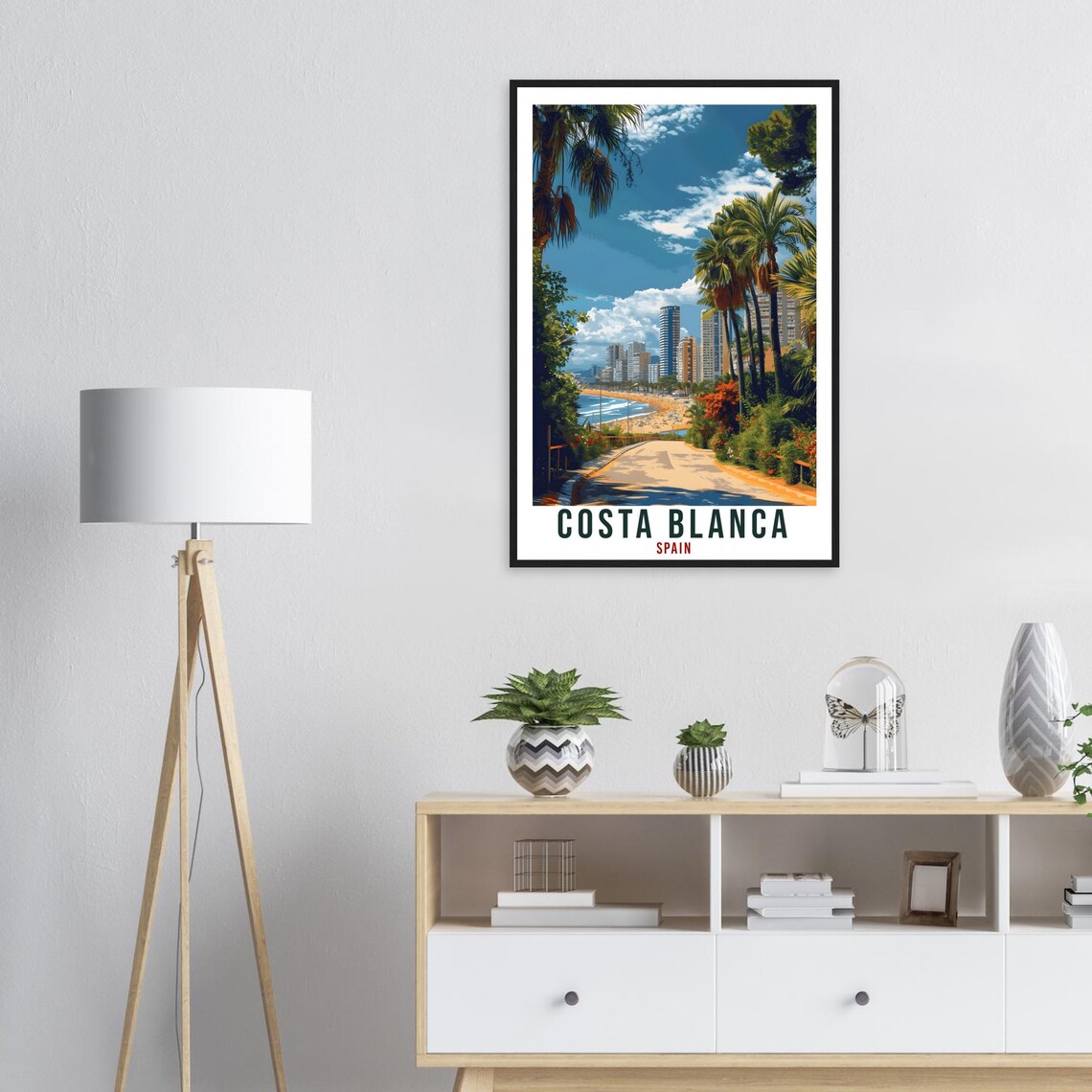Costa Blanca Spain Palm Beach Promenade Resort Travel Poster - Image 4