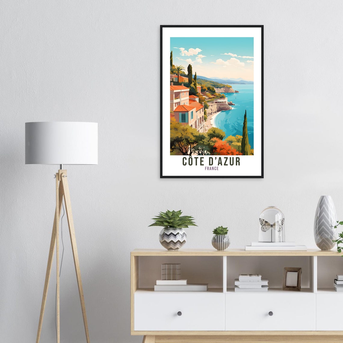 Cte Dazur Travel Print France Wall Art Cte Dazur Wall Hanging Home Dcor France Gift Art Lovers French Art Lover Gift Cte Dazur Print - Image 4