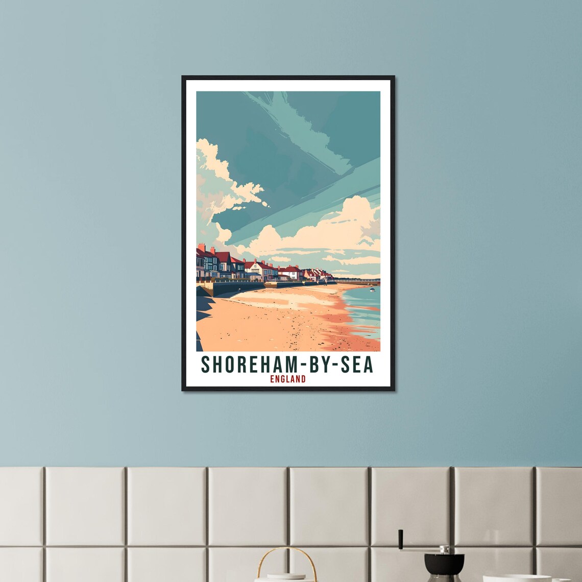 Shoreham By Sea England Beach Cottages Vintage Travel Poster - Image 3