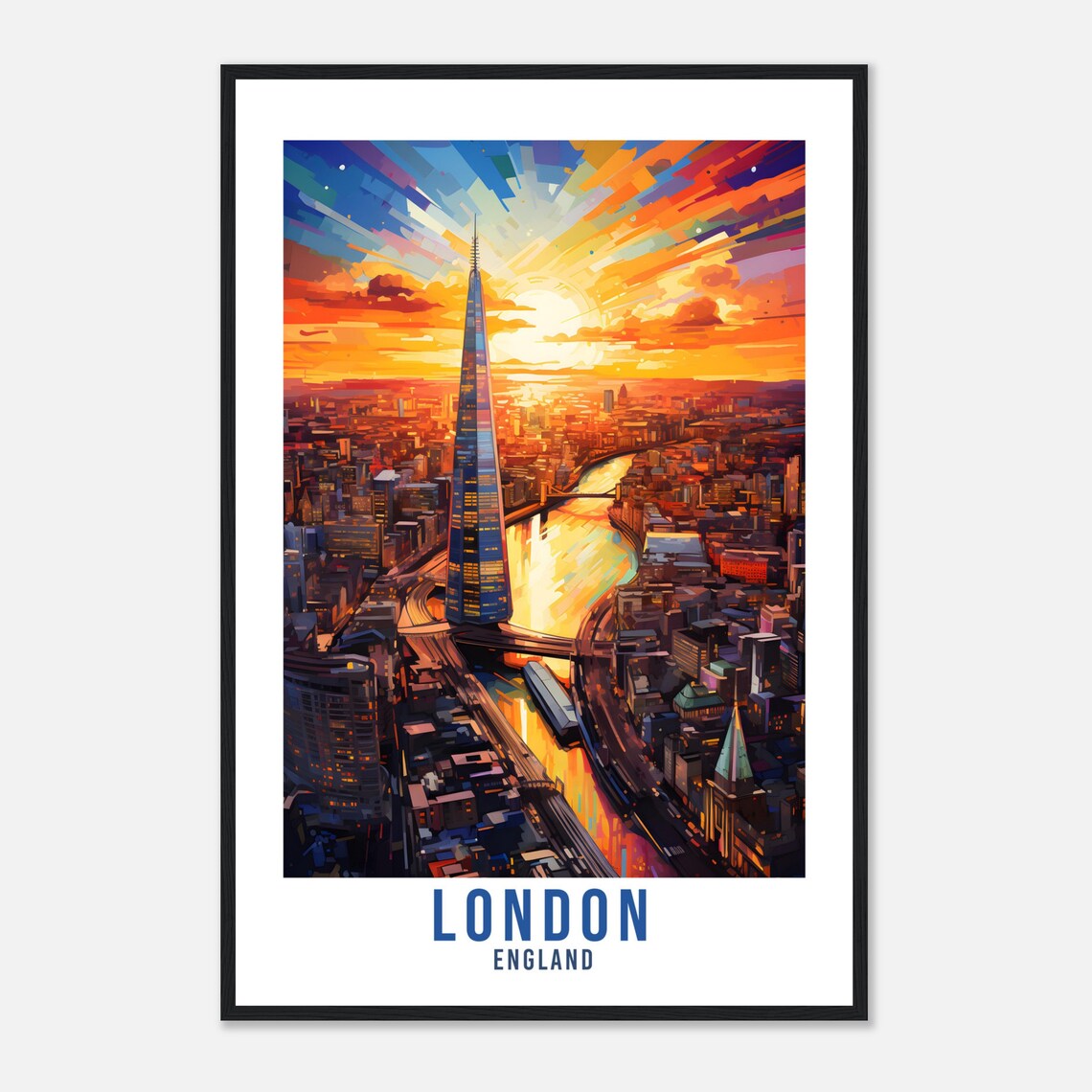 London Travel Poster, River Thames Cityscape - Image 4