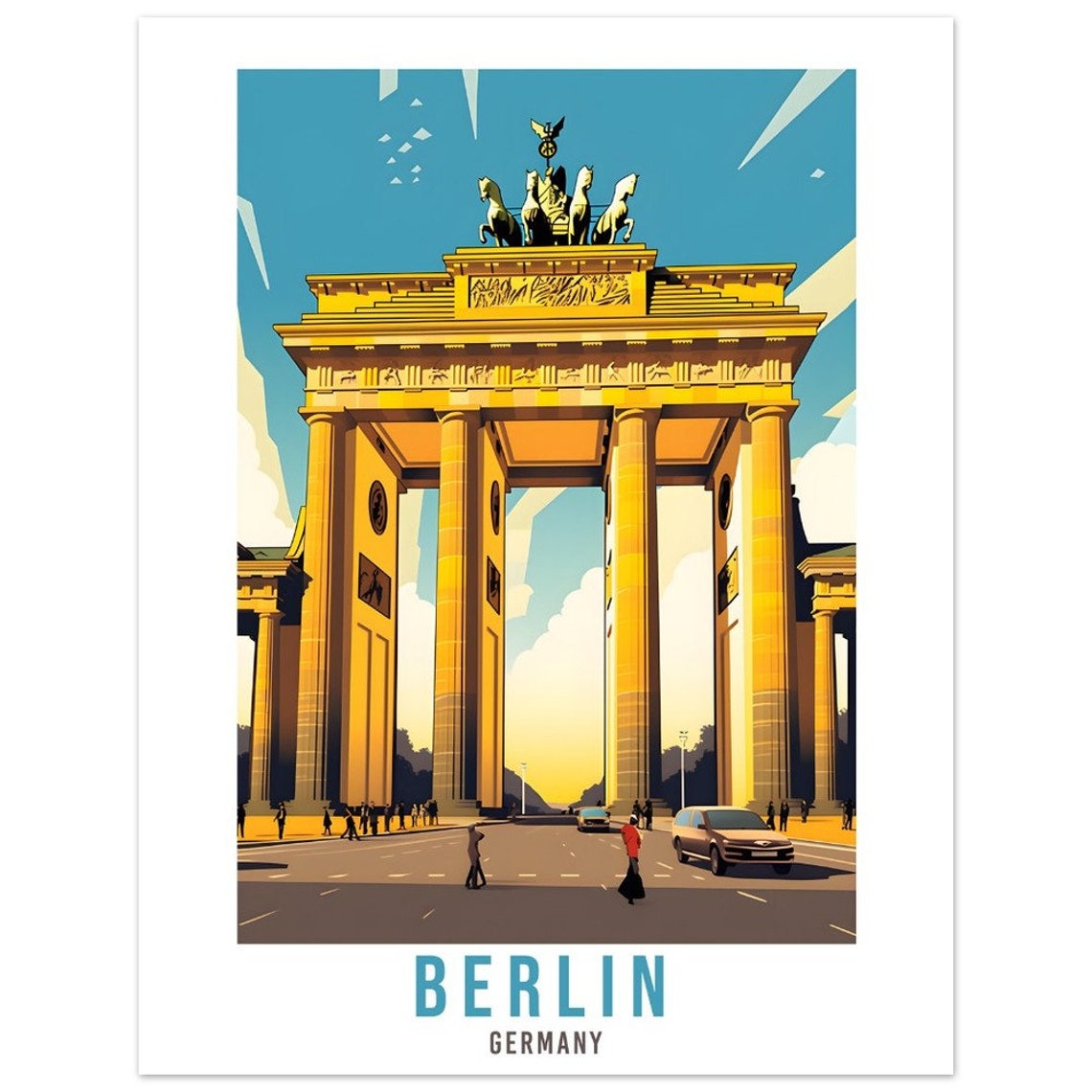 Berlin Germany Brandenburg Gate Golden Sunset Landmark Poster - Image 4