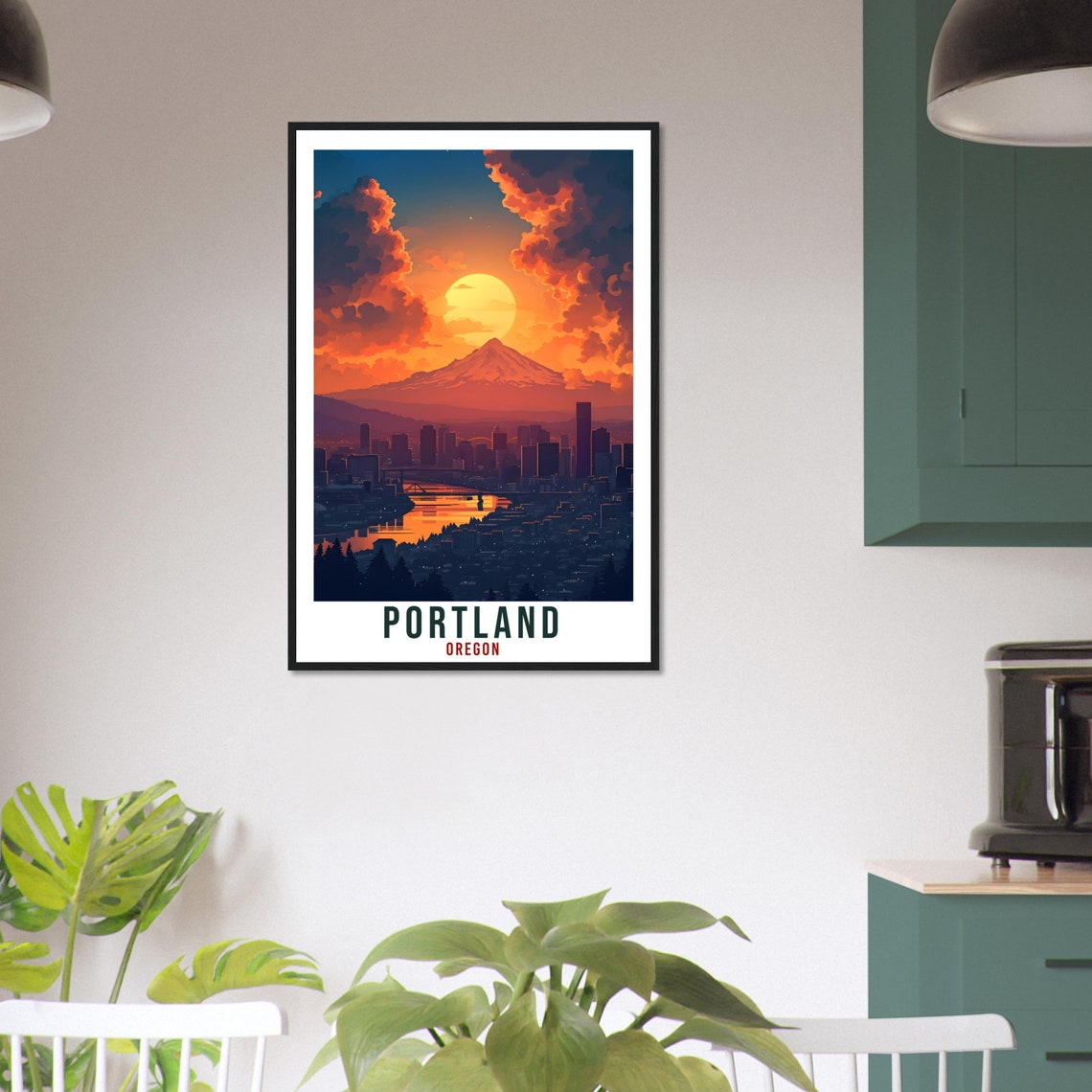 Portland Oregon Skyline Sunset Mount Hood Mountain Scenic Poster - Image 4