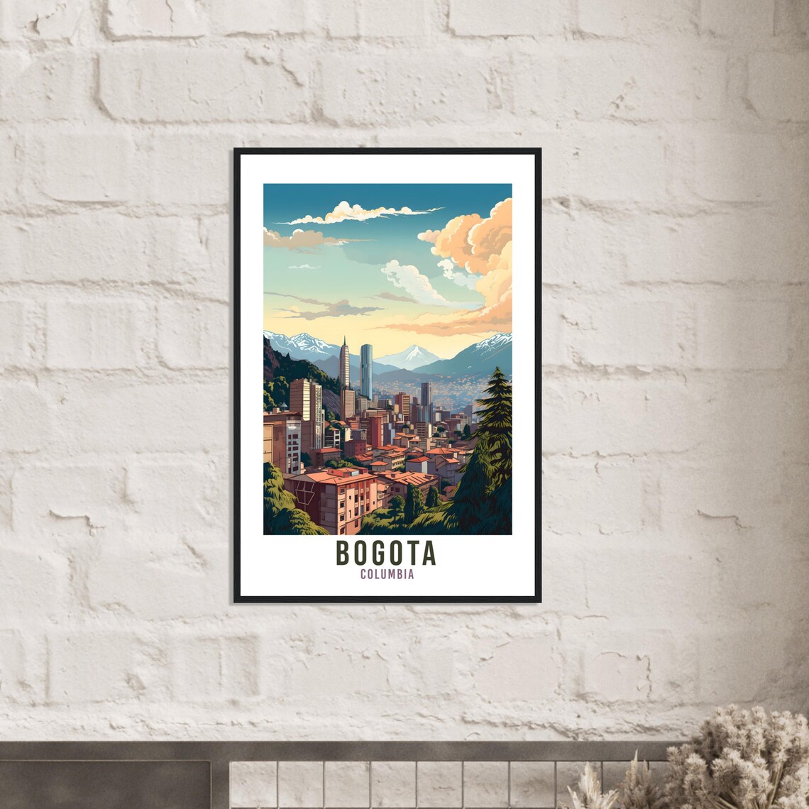 Bogota Colombia City Skyline Andes Mountains Sunset Vintage Travel Poster - Image 2