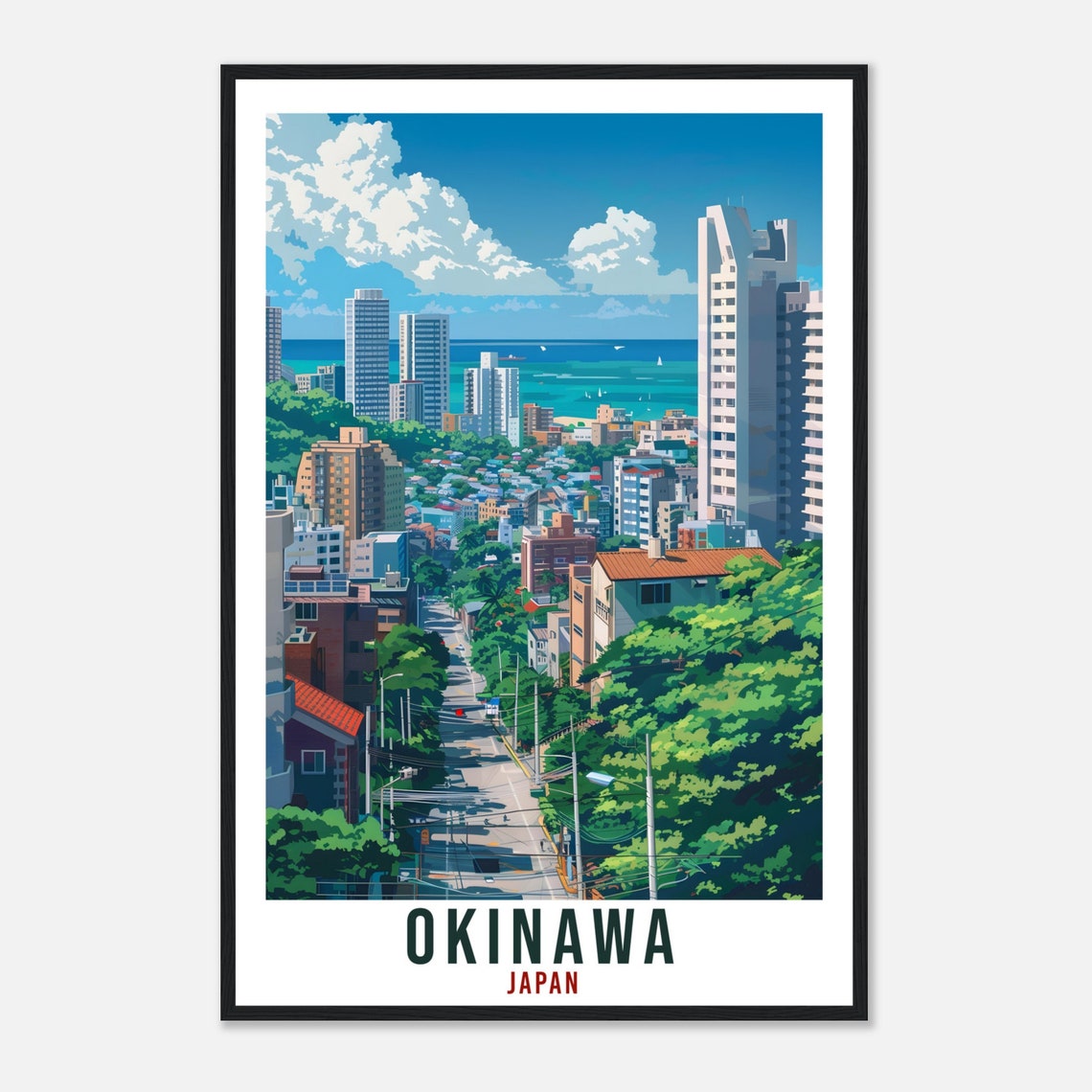 Okinawa Travel Print Japan Home Decoration Wall Art Gift Wall Hanging Art Lover Japanese Artwork Japan Okinawa Travel Poster Cityscape Print - Image 4