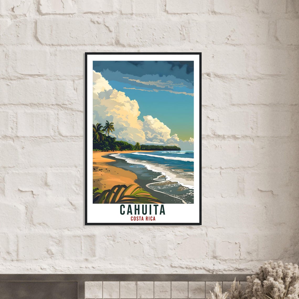 Cahuita Golden Beach Palm Trees Surf Waves Costa Rica Travel Poster - Image 2