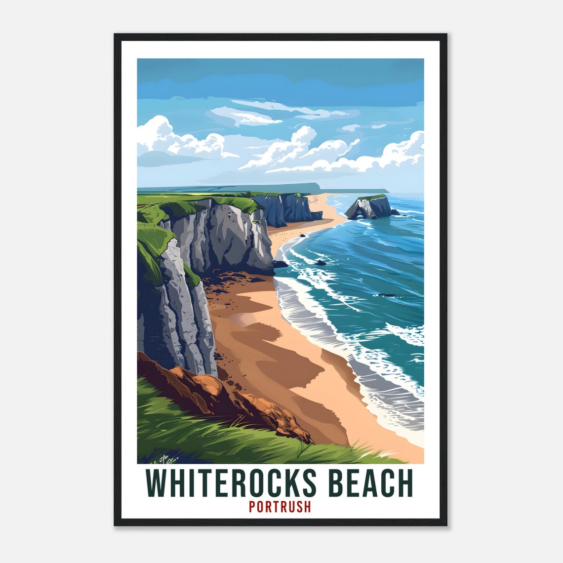 Whiterocks Beach Portrush White Cliffs Sandy Cove Coast Travel Poster - Image 4