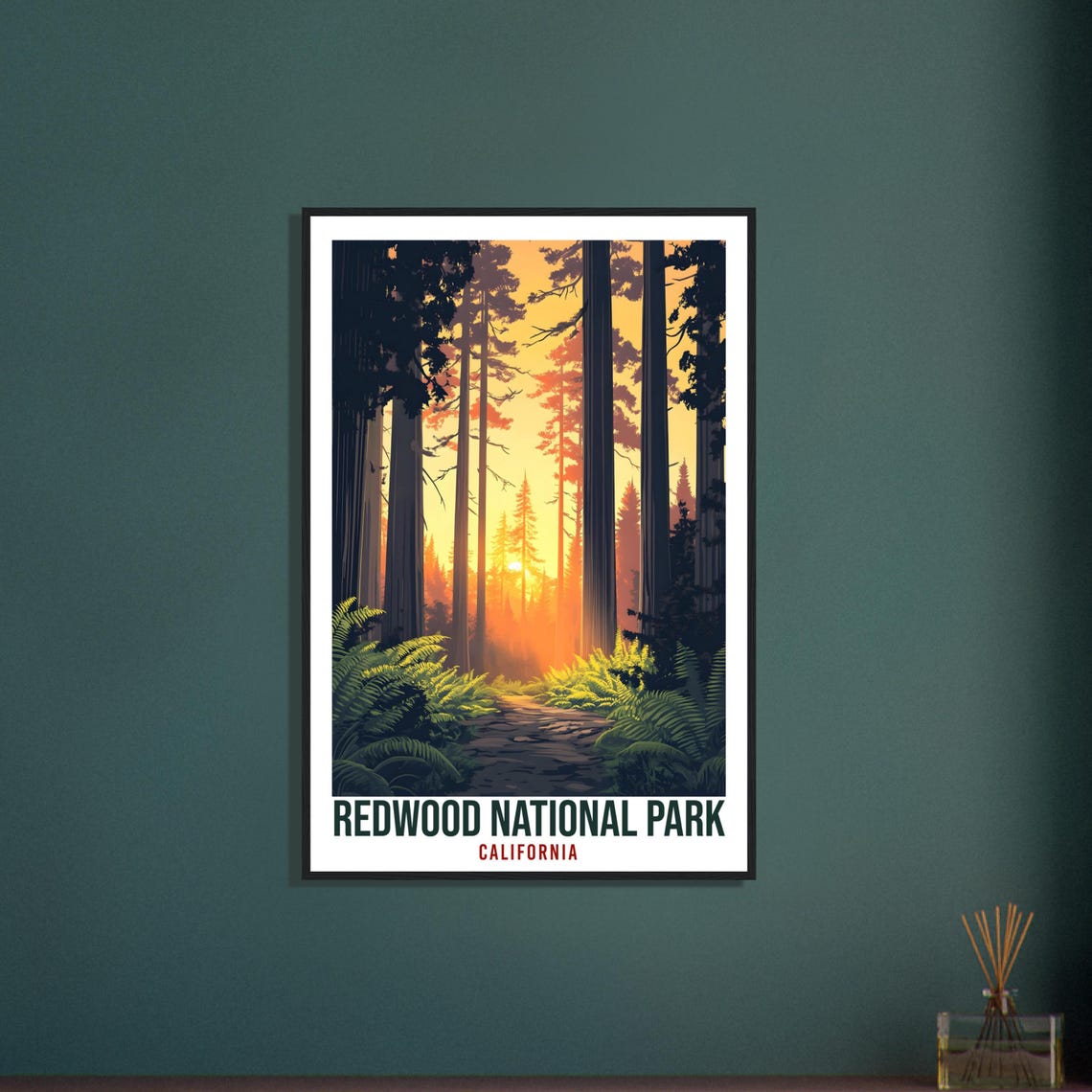 Redwood National Park California Forest Trail Sunset Travel Poster - Image 3