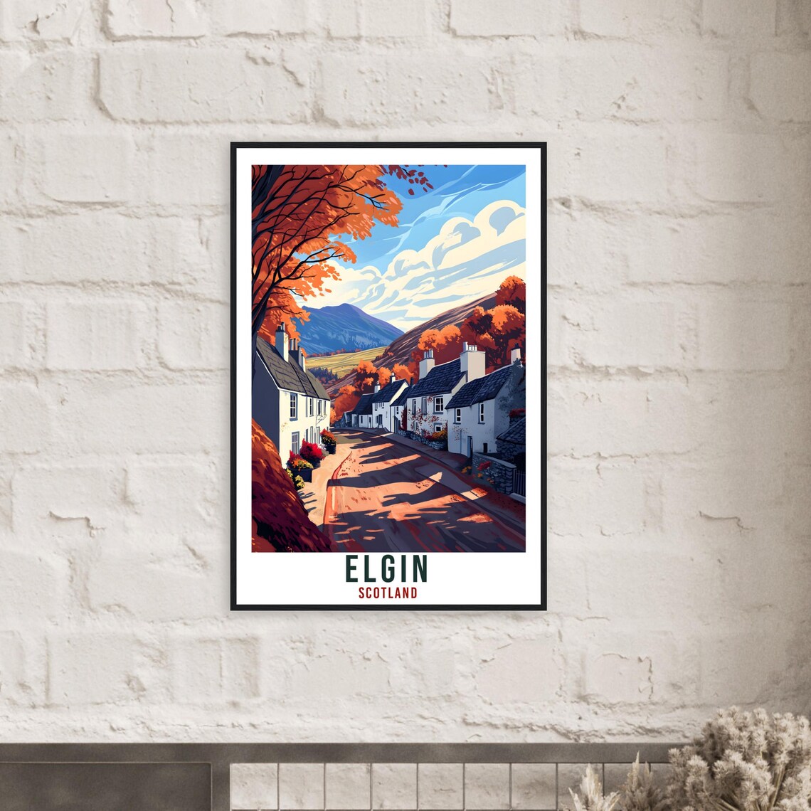 Elgin Scotland Vintage Autumn Village Retro Travel Sunny Poster - Image 2