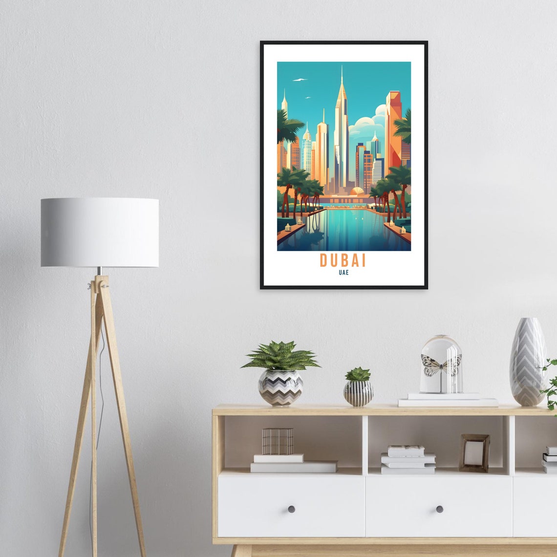 Dubai UAE Modern Skyscrapers Skyline Water Reflection Poster - Image 4
