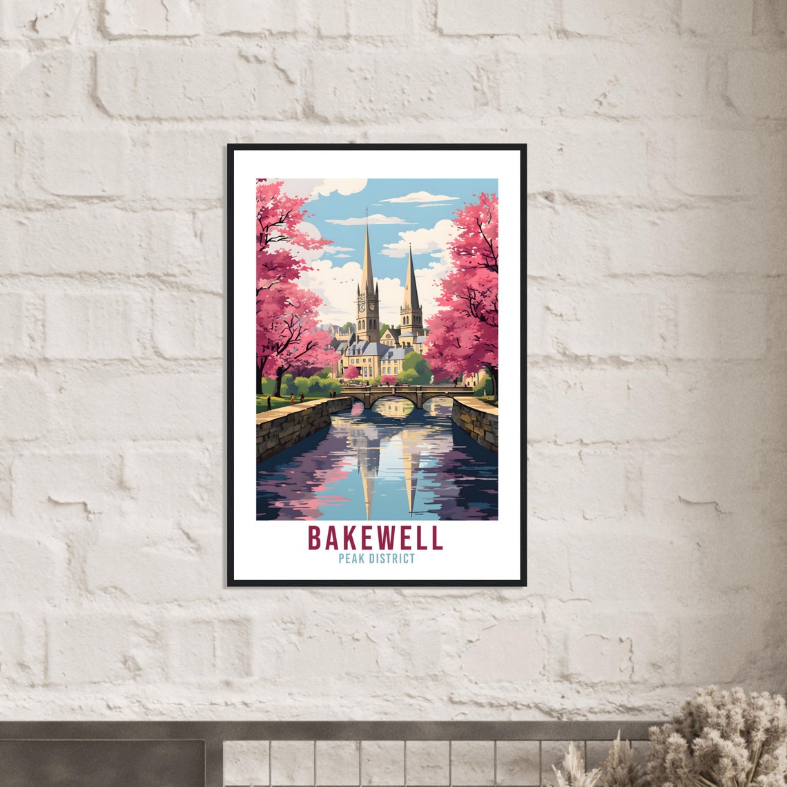 Bakewell Peak District Blossom River Bridge Church Travel Poster - Image 4