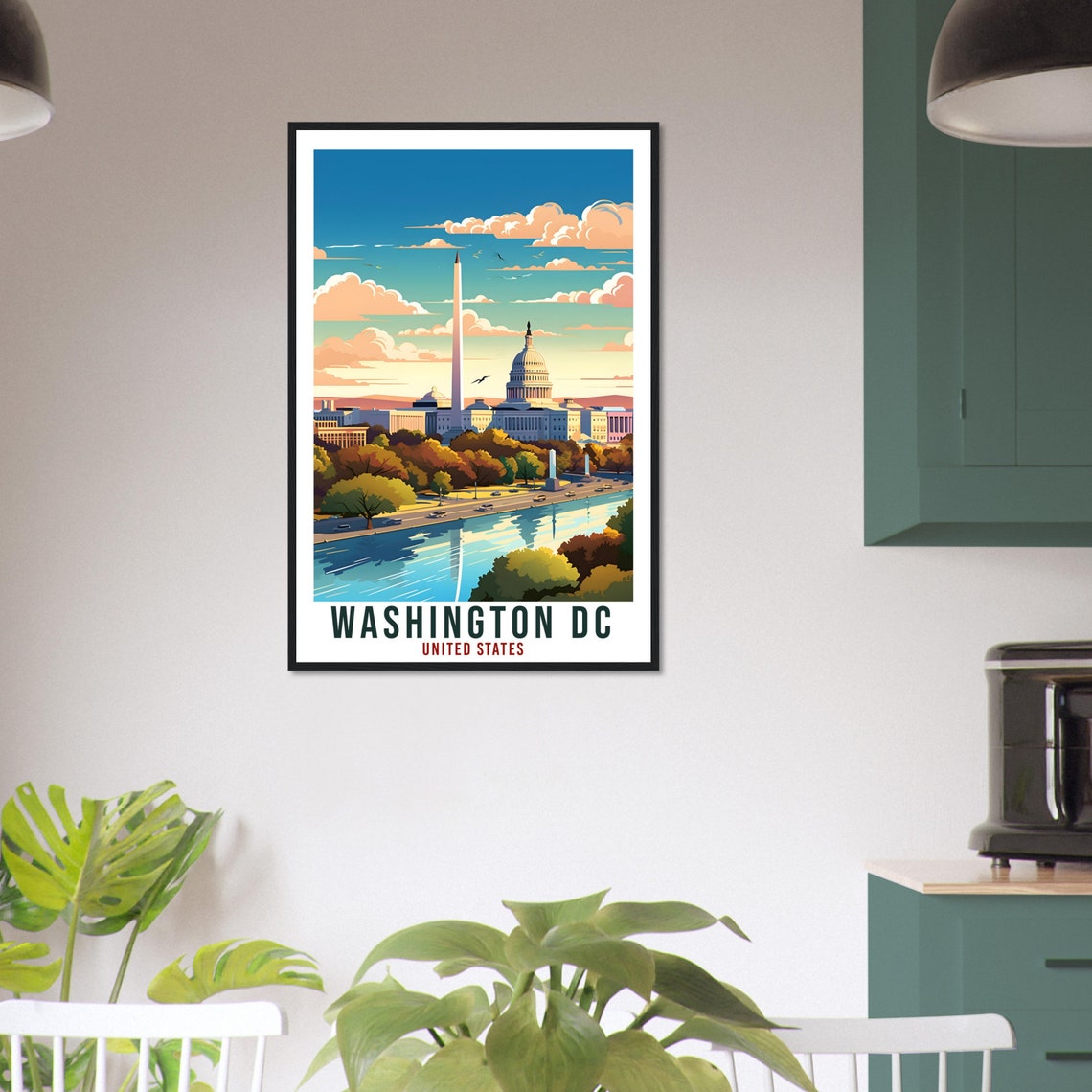 Washington DC Capitol Washington Monument Landmark Travel Poster - Image 2