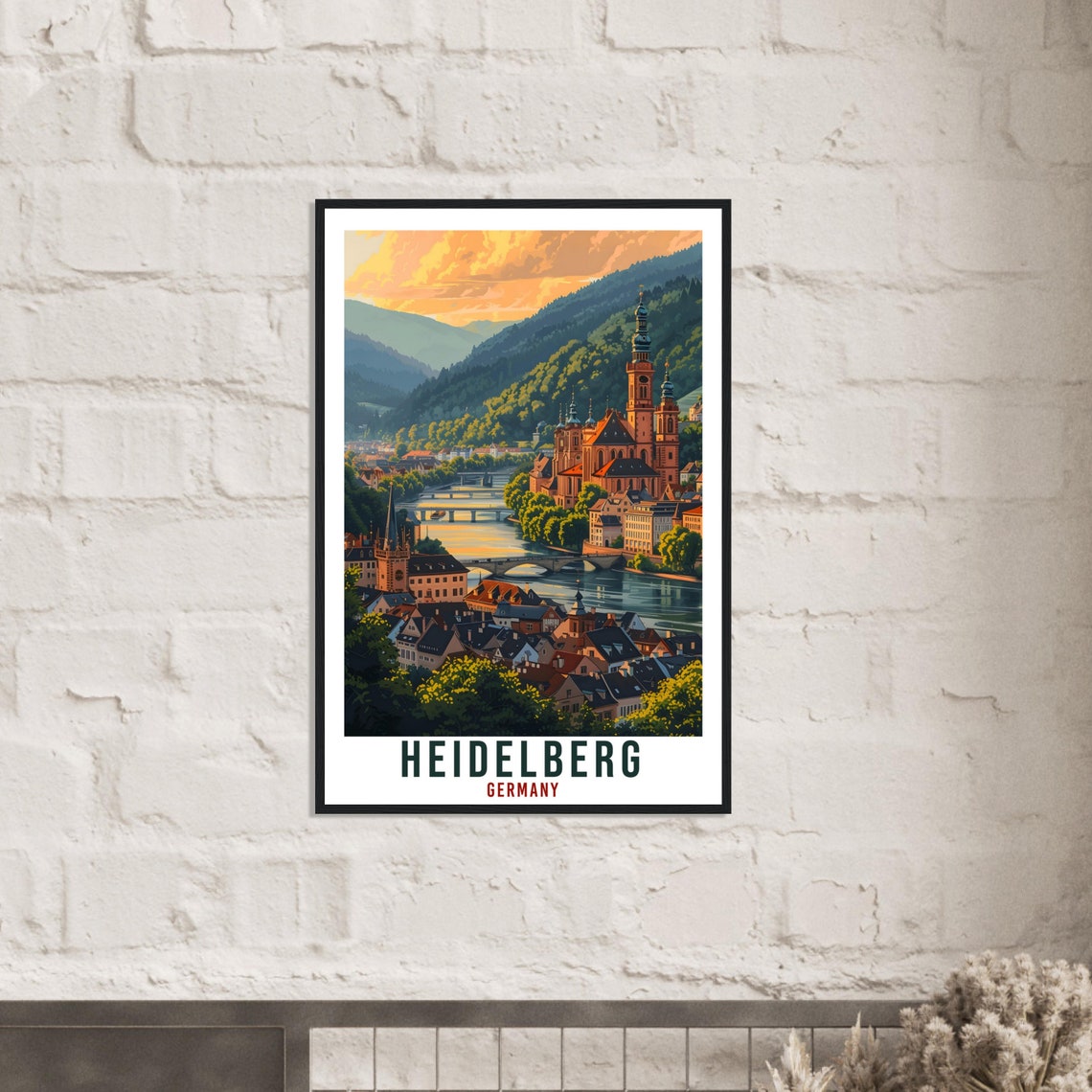 Heidelberg Germany Old Town Neckar River Sunset Travel Poster - Image 2