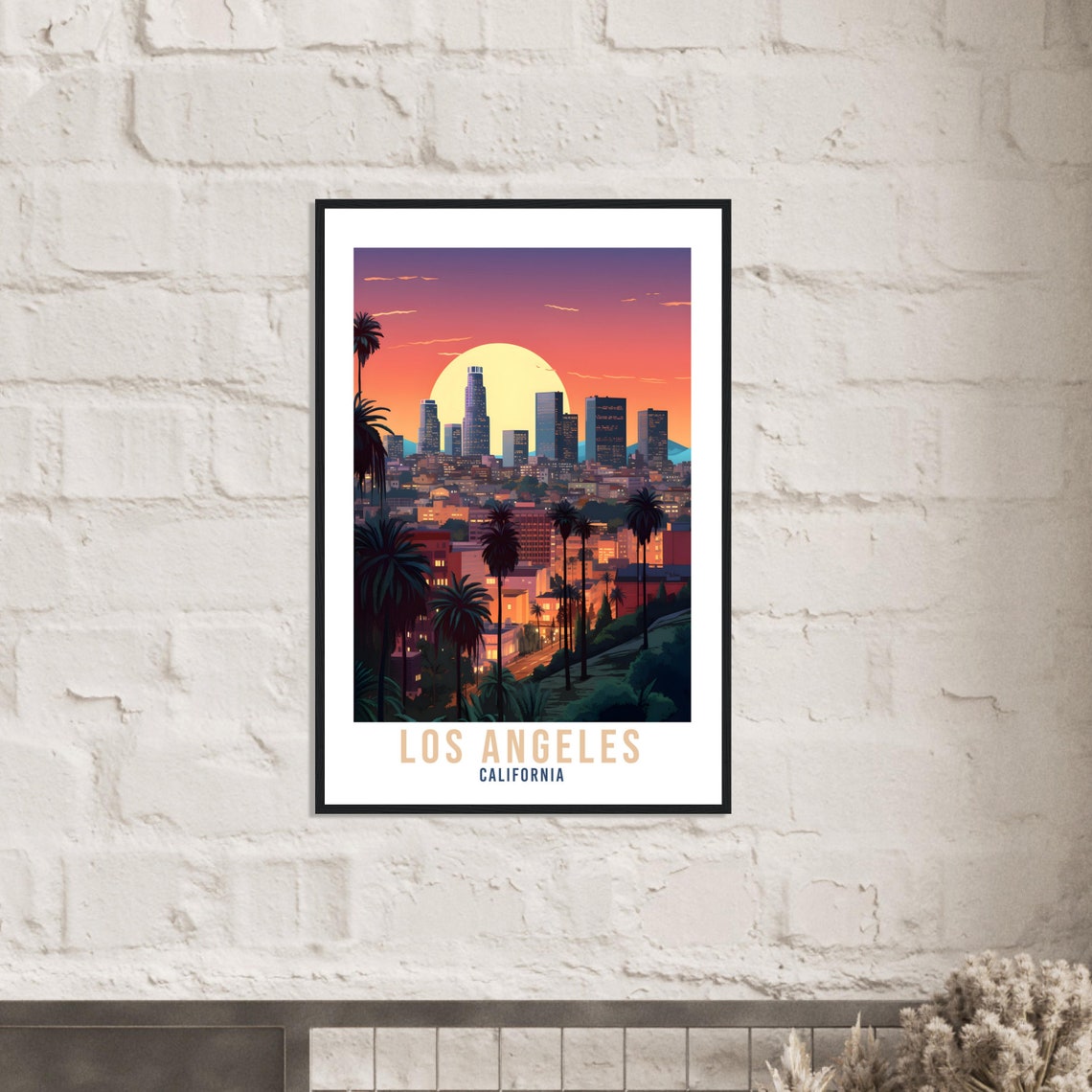 Los Angeles California Skyline Big Sun Palm Silhouette Poster - Image 2
