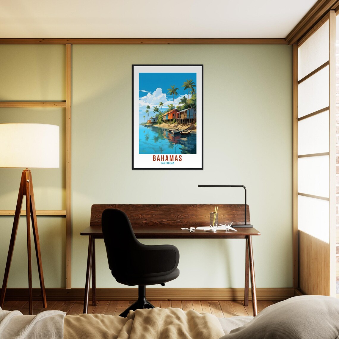 Bahamas Travel Print Wall Art Bahamas Sunset Wall Hanging Home Dcor Caribbean Gift Art Lovers Nassau Travel Poster Bahamas Caribbean Print - Image 2