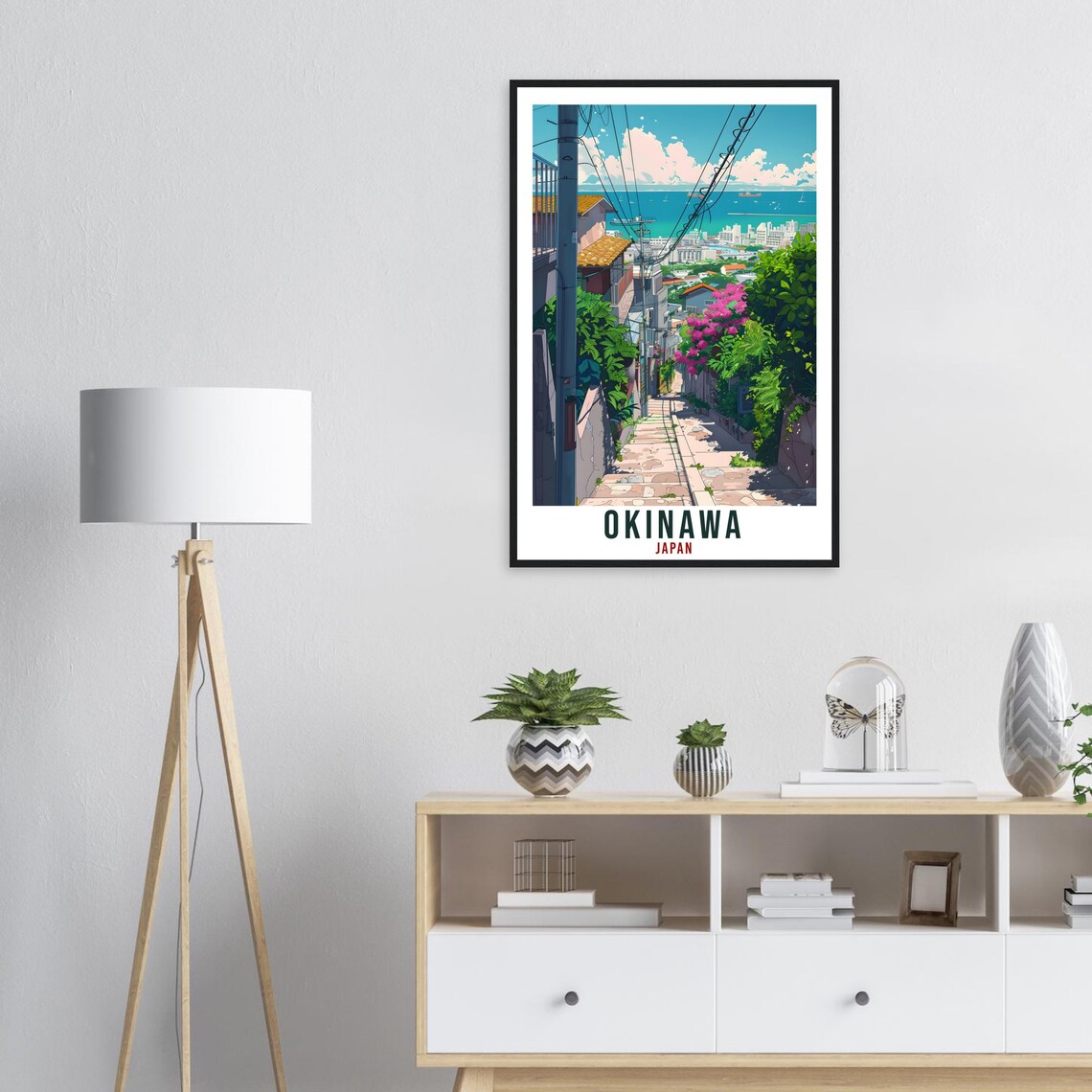 Okinawa Japan Anime Style Seaside Street Island Summer Travel Poster - Image 2
