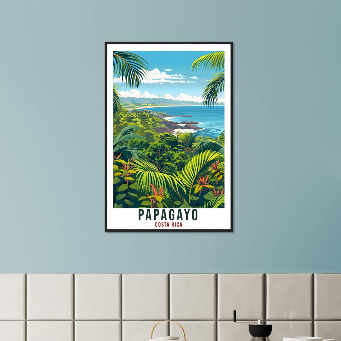 Papagayo Costa Rica Travel Print Wall Art Wall Hanging Home Dcor Papagayo Gift Beach Artwork Travel Art Costa Rica City Travel Poster - Image 2