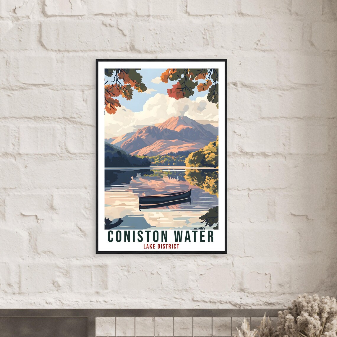 Coniston Water Lake District Mountain Lake Boat Vintage Travel Poster - Image 2