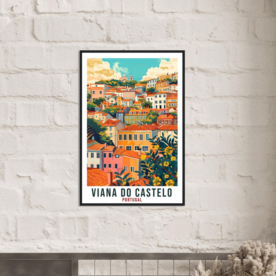 Viana do Castelo Portugal Colorful Hillside Houses Travel Poster - Image 3