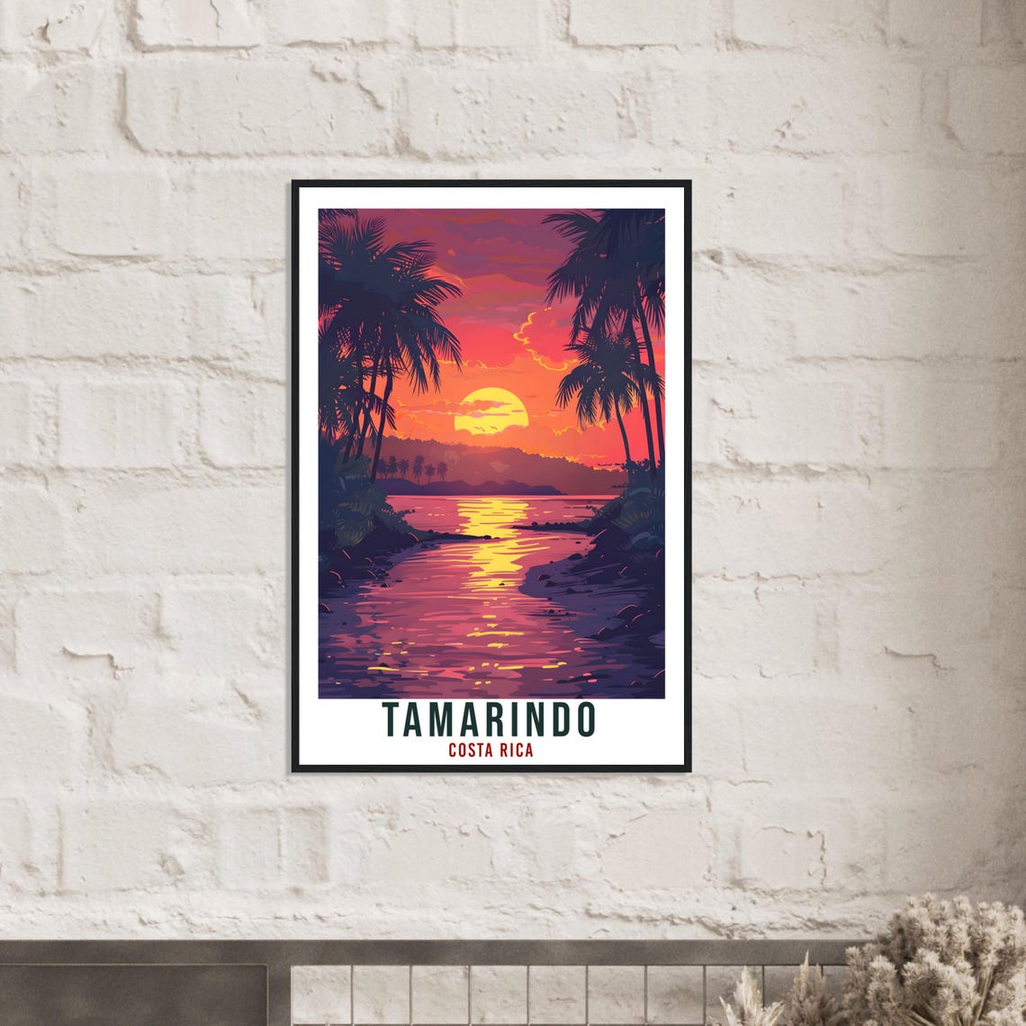 Tamarindo Costa Rica Ocean Sunset Palm Vintage Travel Poster Decor - Image 2