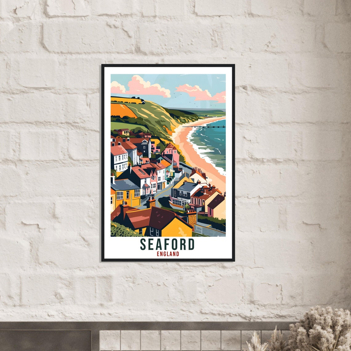 Seaford England Cliff Beach Town Seaside Vintage Travel Poster - Image 3
