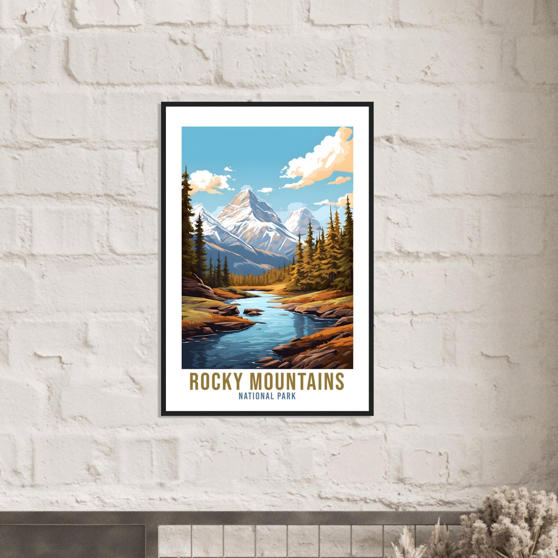 Rocky Mountains National Park Snow Peak River Pine Travel Poster - Image 4