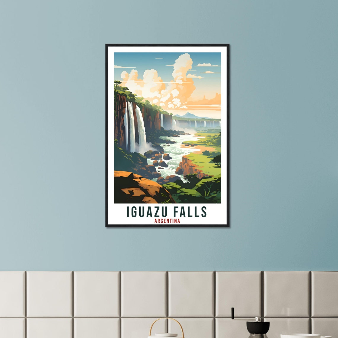 Iguazu Falls Argentina Waterfall Cliffs Jungle Retro Travel Poster - Image 3