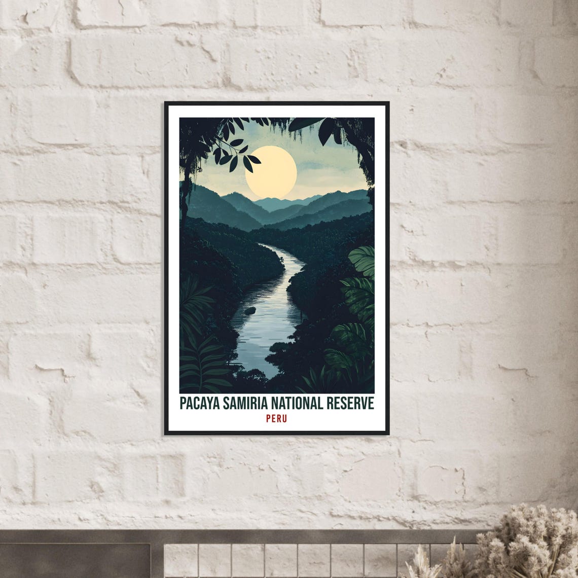 Pacaya Samiria Peru Amazon River Jungle Moonlight Vintage Travel Poster - Image 2