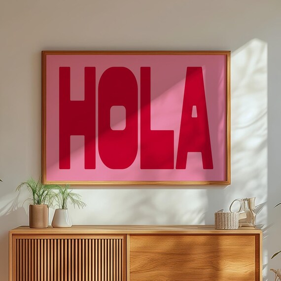 Colourful Hola Typography Print Maximalist Typography Ciao Hello Hola Wall Art Colourful Hallway Prints Ty148 M