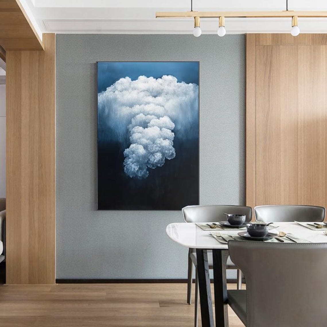 Towering White Cumulus Clouds Against Midnight Blue Sky Poster - Image 4