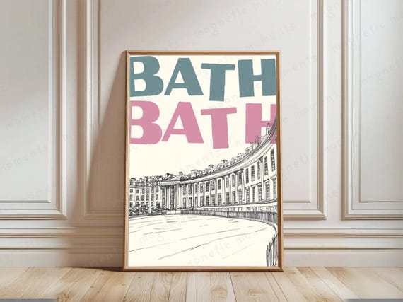 Bath Print Royal Crescent Art England Poster Travel Wall Uk City