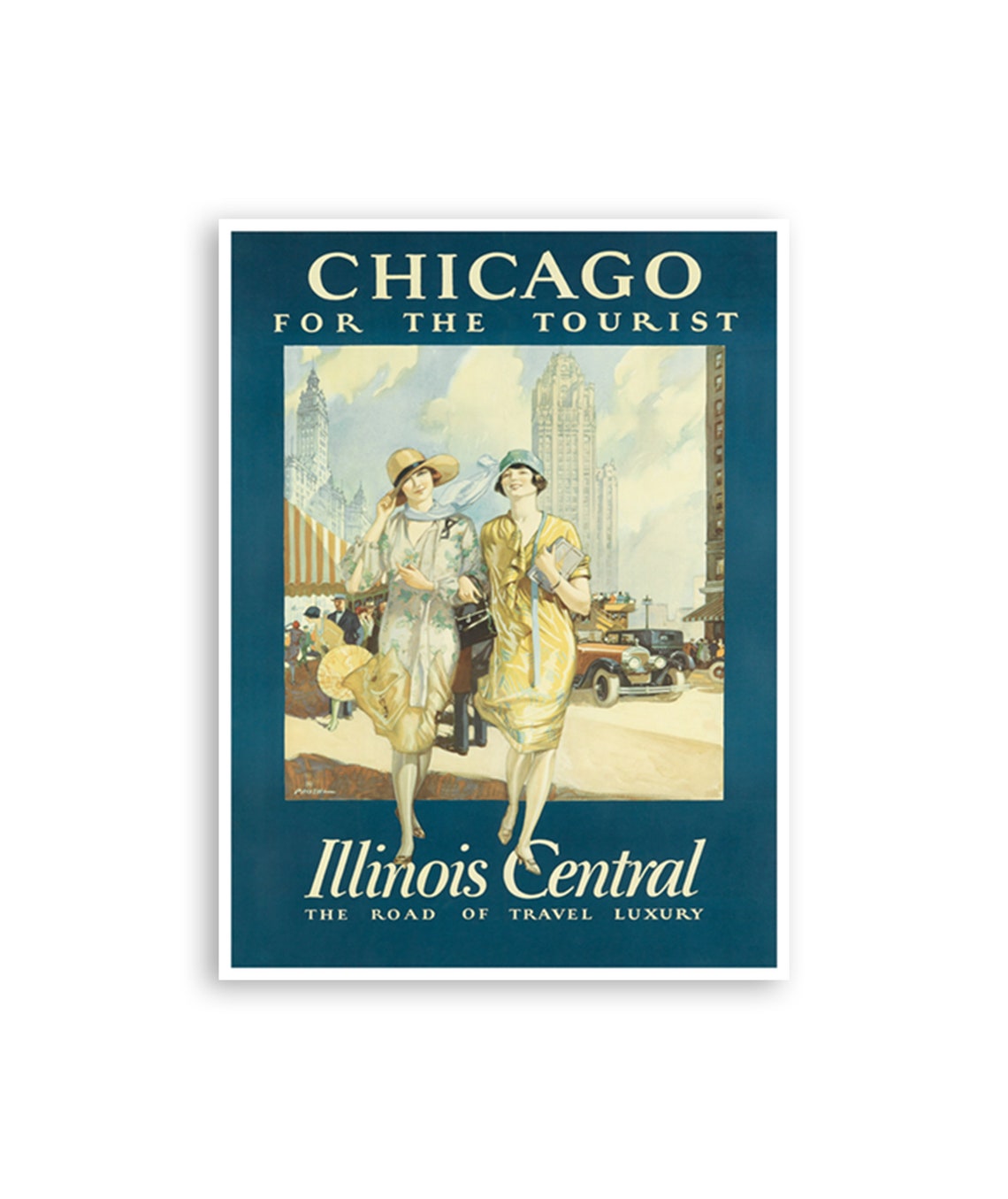 Chicago for the Tourist Illinois Central Railroad Vintage Poster